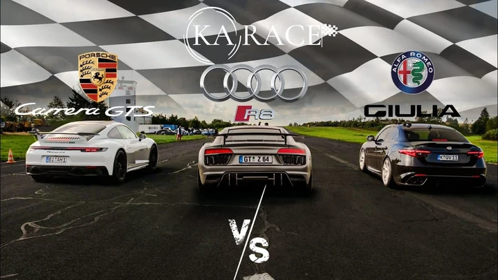 Alfa Romeo Giulia Quadrifoglio Vs Audi R8 e Porsche Carrera GTS: ecco chi ha vinto la Drag Race [VIDEO]