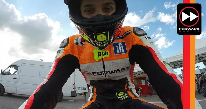 Luca Marini training at Misanino Circuit on a MiniMotard bike