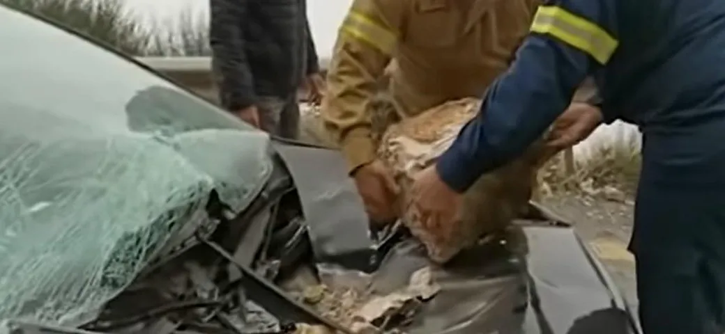 Tragedia sfiorata: masso si stacca e colpisce l'auto sulla strada [Video]