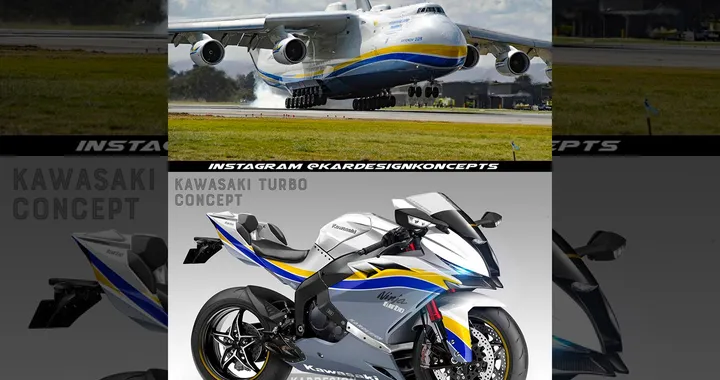 Kardesign: la livrea del Mryia, l'aereo ucraino distrutto dai bombardamenti, su un concept Kawasaki