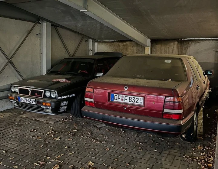 Lancia Thema 8.32 e Delta HF Integrale abbandonate in un parcheggio tedesco: a chi appartengono?