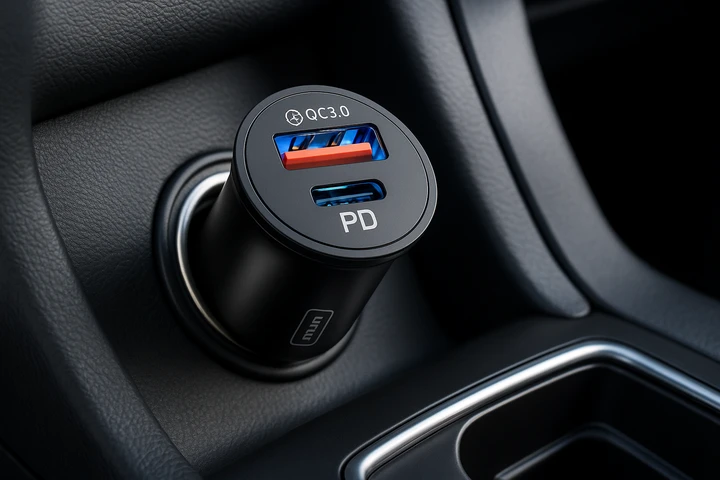 Caricabatterie auto INIU 60W: potenza e doppia porta a meno di 6 euro
