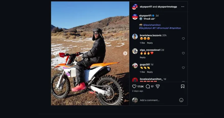 Hamilton lascia i social: digital detox e motocross dopo la Ferrari