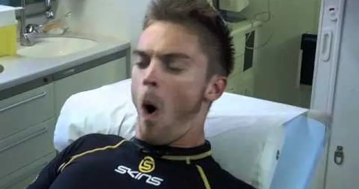 Leon Camier in the Medical Centre after his crash - Germany 2010 **CONTAINS SWEARING**