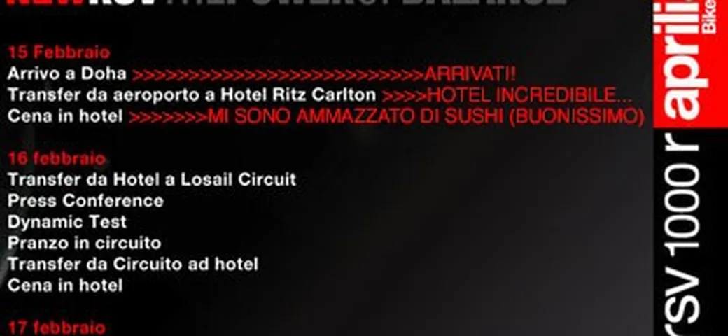 Arrivati in Qatar per la prova Aprilia RSV