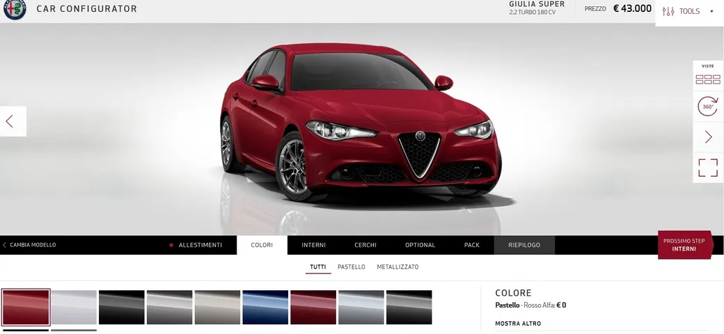 Alfa Romeo Giulia: arriva il car configurator