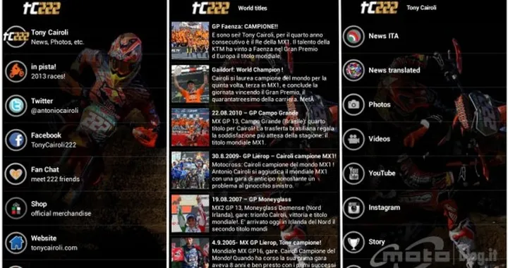 Rubrica App per Motociclisti: ecco TC222, l'app ufficiale di Tony Cairoli