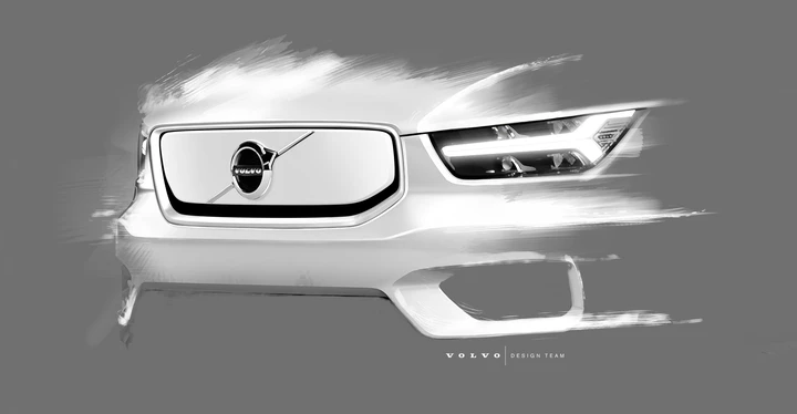 Volvo XC40 elettrica: i bozzetti del SUV compatto a zero emissioni