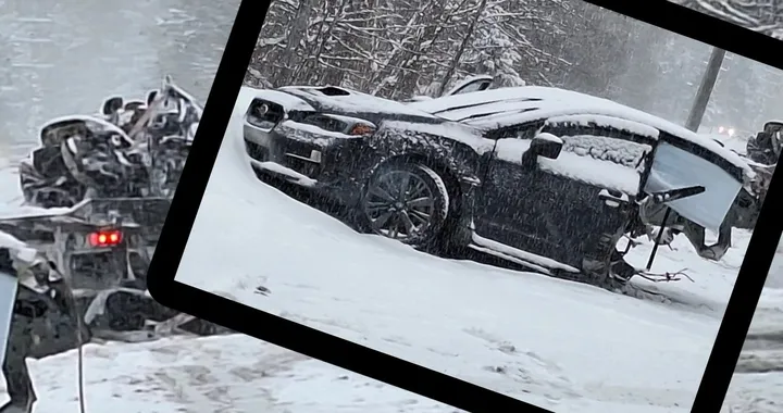 Subaru WRX squarciata a metà durante un tentativo di sorpasso sulla neve [VIDEO]