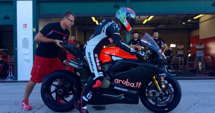 Melandri in sella alla Panigale WSBK a Misano