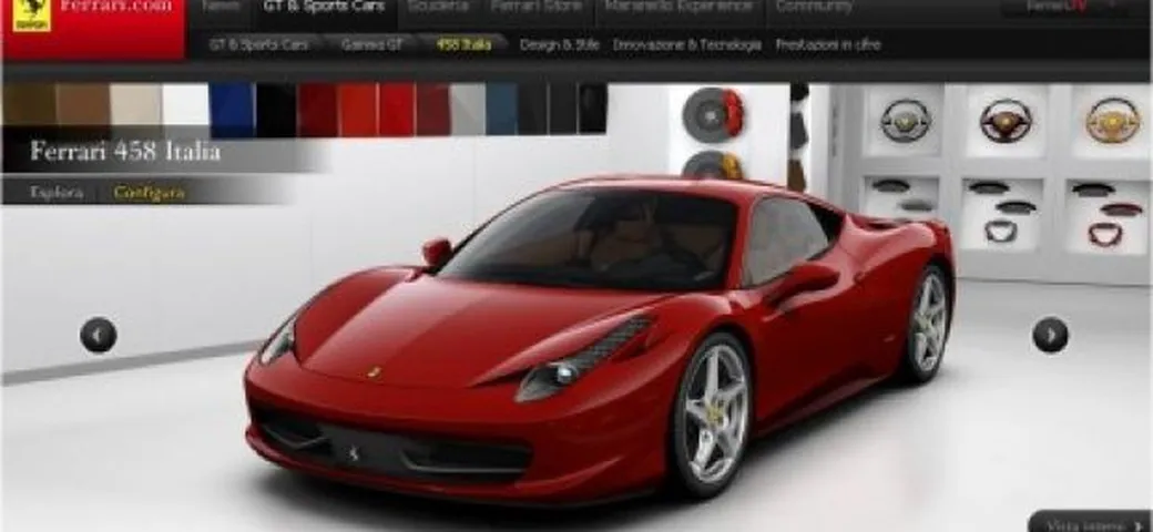 Ferrari 458 Italia: arriva il configuratore on-line