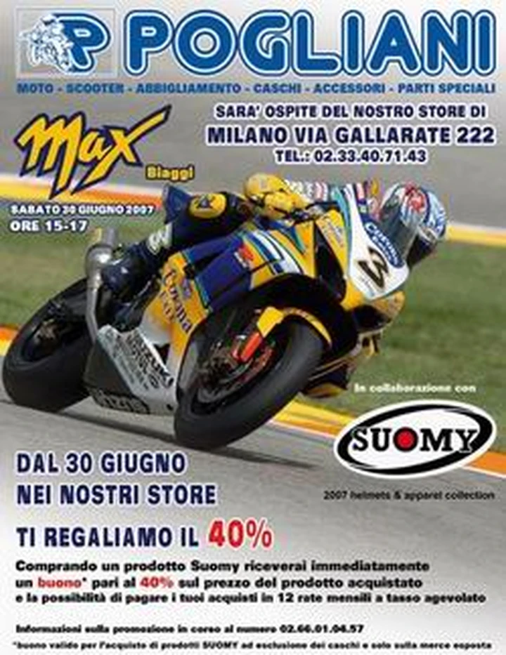 Max Biaggi al Pogliani Store Milano questo sabato!