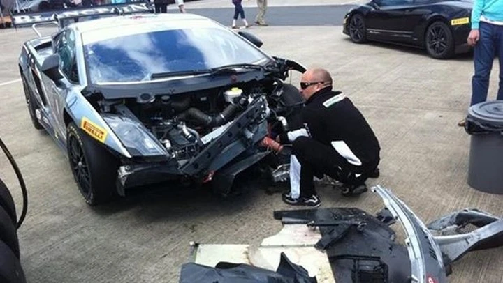Adrian Newey va a sbattere con la sua Lamborghini Gallardo Super Trofeo