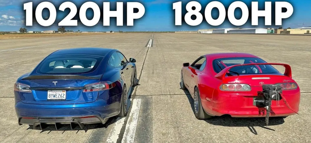 Toyota Supra da 1.800 cavalli sfida Tesla Model S Plaid: chi vince?