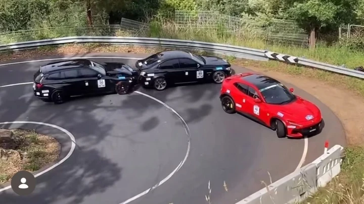 L'incidente che non ti aspetti, coinvolte due M3 e una Purosangue