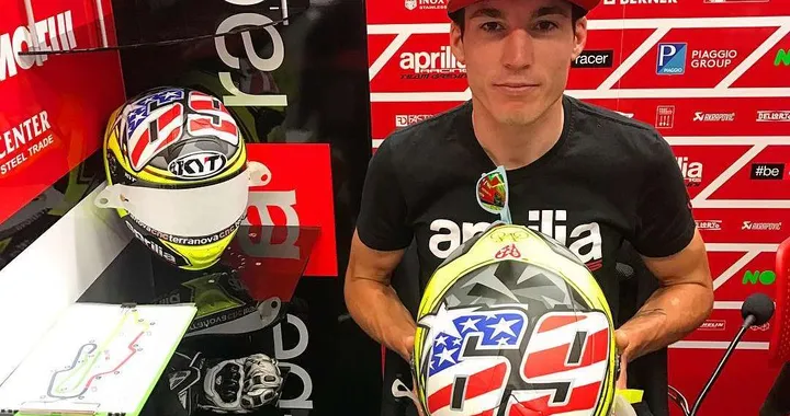 Mugello: il casco di Aleix Espargaro dedicato a Nicky Hayden