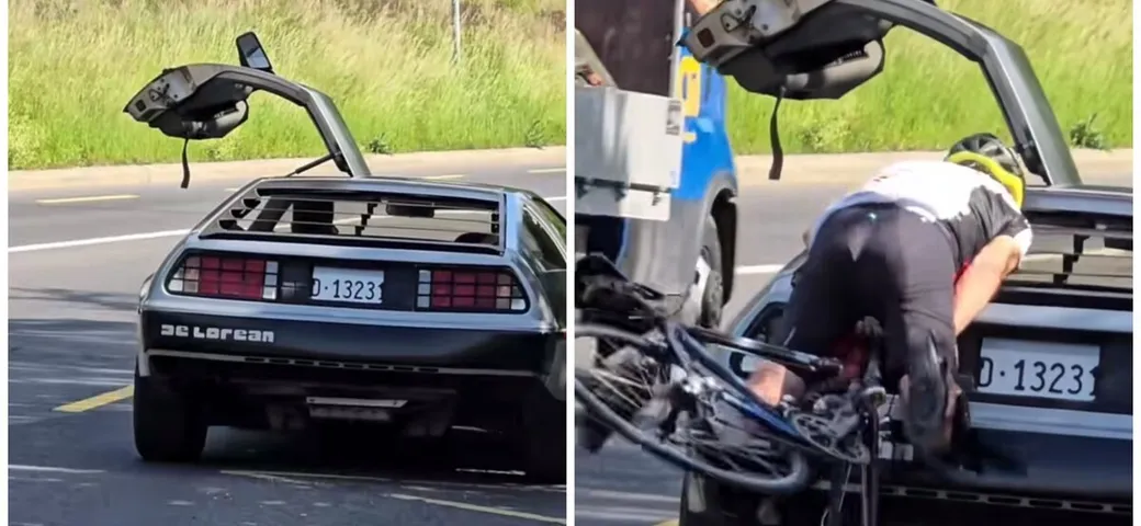 Ciclista 82enne si schianta contro una DeLorean