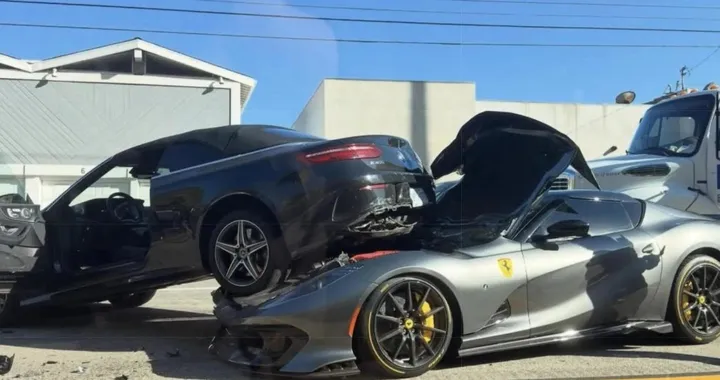 Brivido da 2,5 milioni di dollari, una Ferrari "solleva" una Mercedes