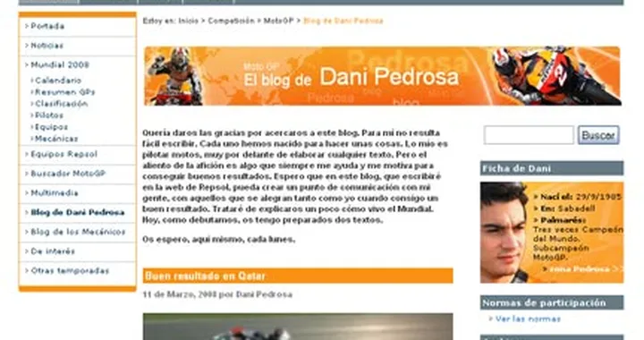 Dani Pedrosa si lancia nella blogosfera