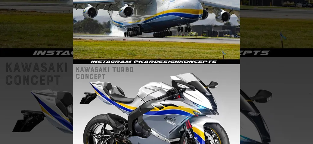 Kardesign: la livrea del Mryia, l'aereo ucraino distrutto dai bombardamenti, su un concept Kawasaki