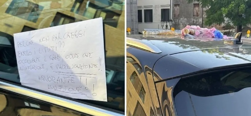 Parcheggia fuori dalla righe e si ritrova l'auto rigata e cosparsa di rifiuti
