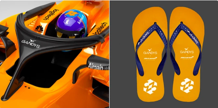 F1, McLaren: l'Halo sponsorizzato dalle flip flop