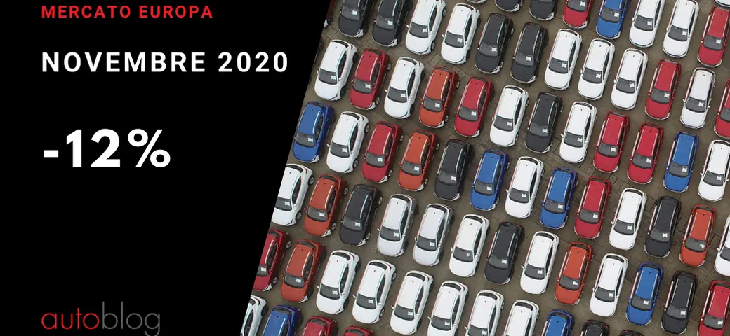 Mercato auto Europa: -12% a novembre 2020