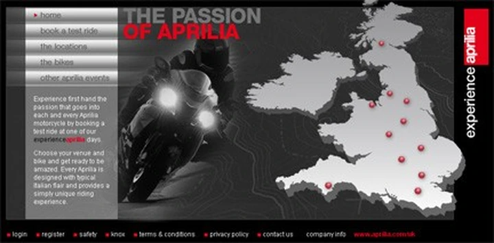 Aprilia lancia nel Regno Unito un sito dedicato ai test ride