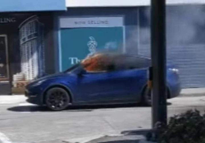Tesla Model Y va a fuoco: attimi di panico per il guidatore [Video]