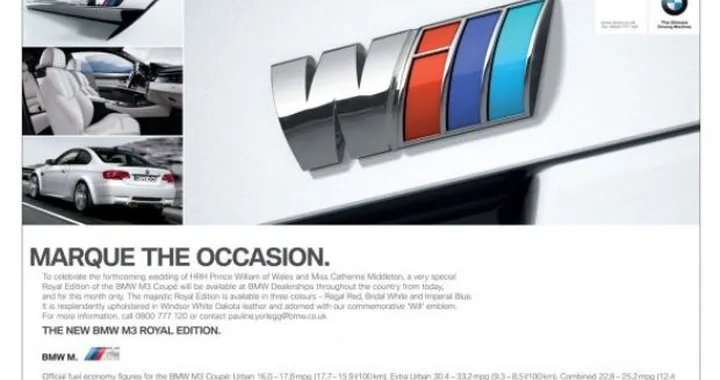 BMW M3: la Royal Edition per celebrare il matrimonio del principe William