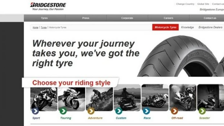 Bridgestone: nuovo sito dedicato ai pneumatici moto