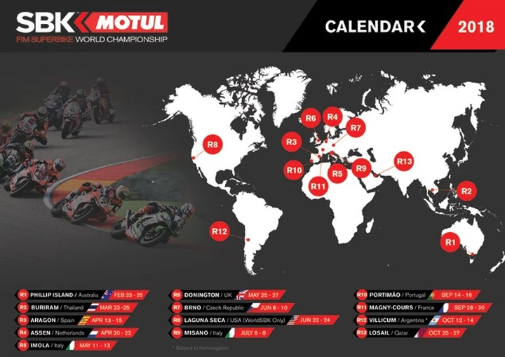 Calendario Mondiale Superbike 2018 (UPDATE)