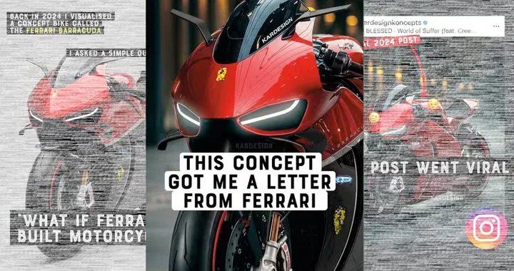 Il rendering di una moto Ferrari era così realistico che è intervenuta Maranello