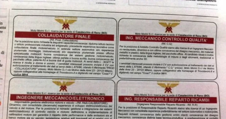 Assunzioni in Moto Morini