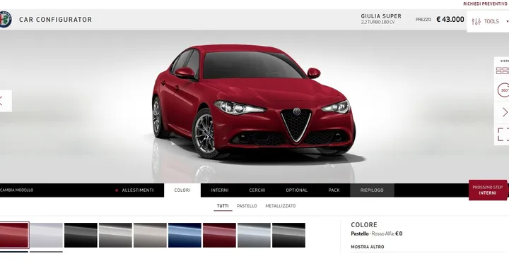 Alfa Romeo Giulia: arriva il car configurator