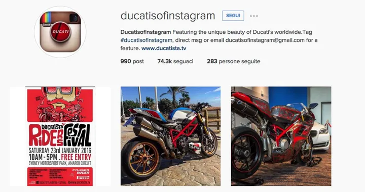 Gli account Instagram da seguire: @ducatisofinstagram