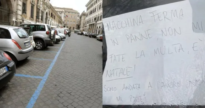 Il biglietto sul parabrezza dell'auto guasta: "Non fatemi la multa, è Natale"