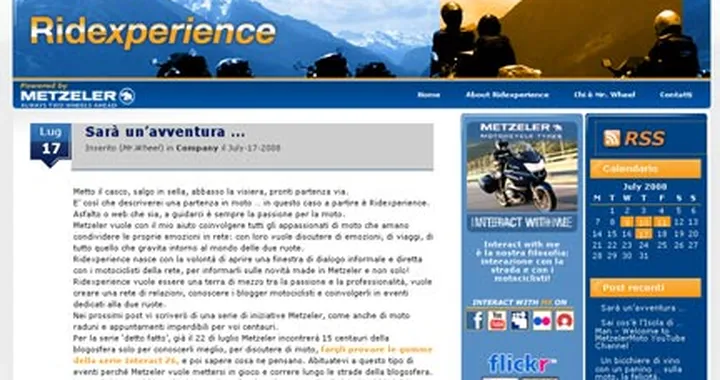 Nasce RidExperience, blog Metzeler