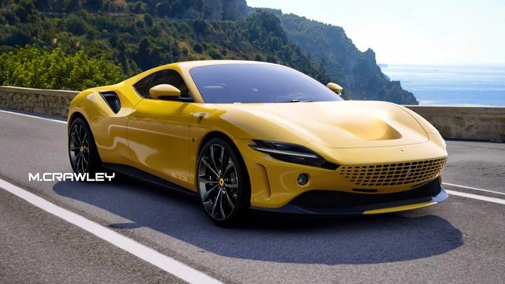 Ferrari Roma: un render la immagina a motore centrale