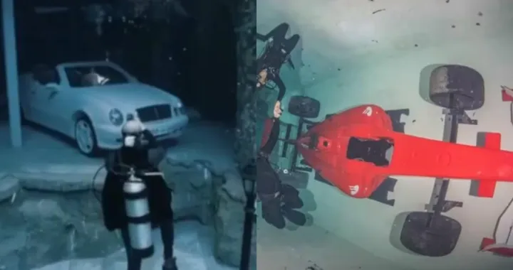 La piscina di Dubai con la "Ferrari F1" a mollo
