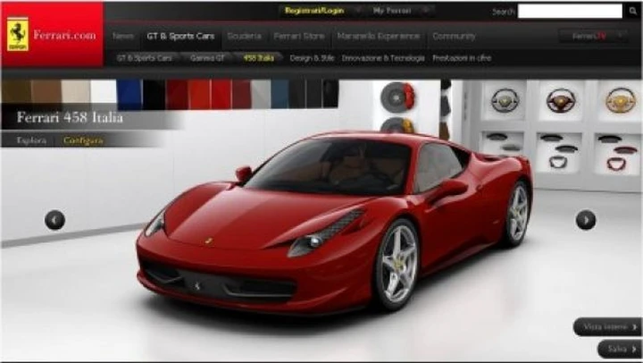 Ferrari 458 Italia: arriva il configuratore on-line