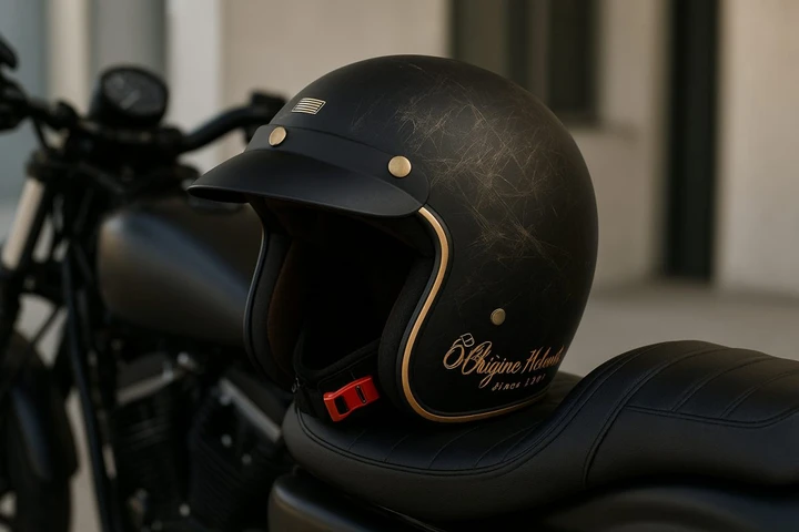 Casco jet vintage ORIGINE PRIMO: stile retrò e sicurezza a un prezzo sorprendente