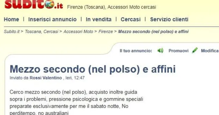 Valentino Rossi cerca la competitività nei siti di annunci online
