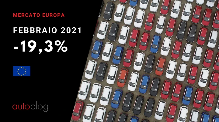 Mercato auto Europa: febbraio in calo del 19,3% nei Paesi UE