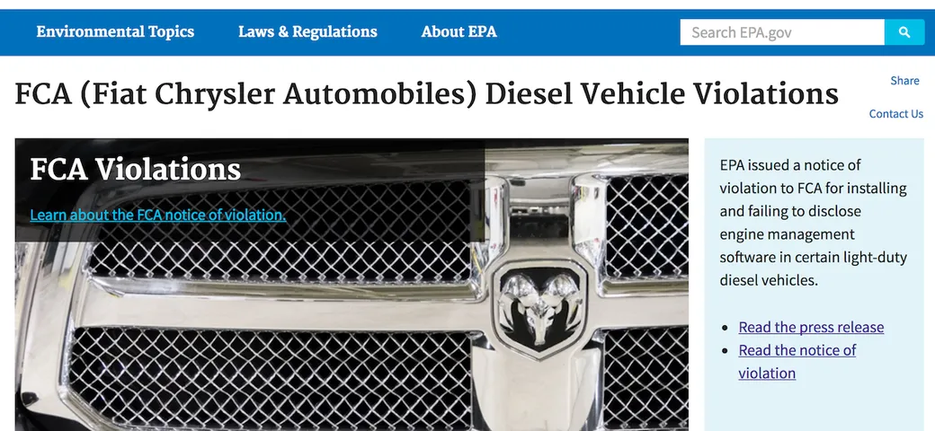 FCA: EPA accusa software diesel, FCA risponde