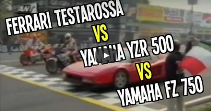 Yamaha YZR500 vs Yamaha FZ750 vs Ferrari Testarossa [Video]