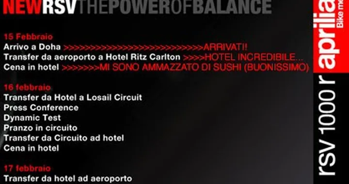 Arrivati in Qatar per la prova Aprilia RSV