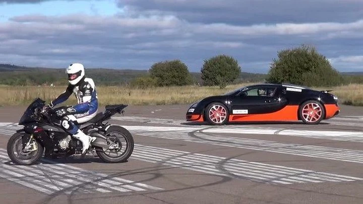 BMW S1000RR vs Bugatti Veyron Vitesse [video]