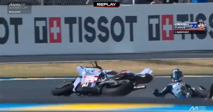 Álex Márquez scivola, la MotoGP si ferma: tensione e spettacolo a Le Mans