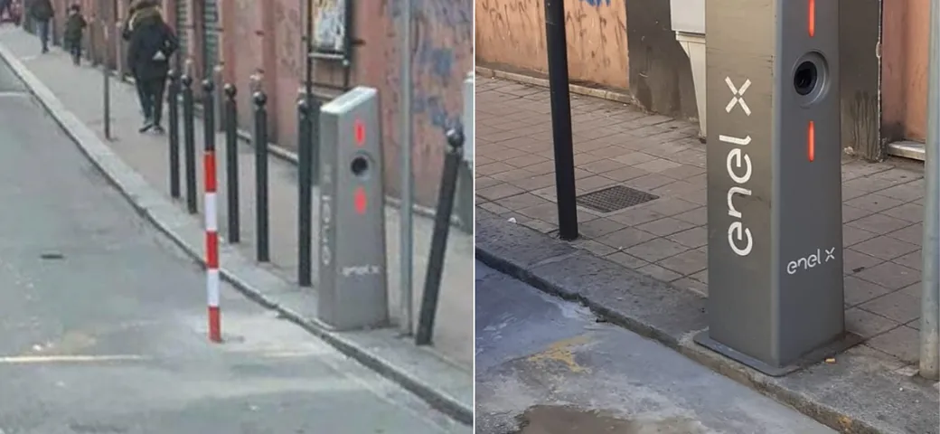 Genova: il paletto protegge la colonnina di ricarica, ma è in mezzo alla strada!
